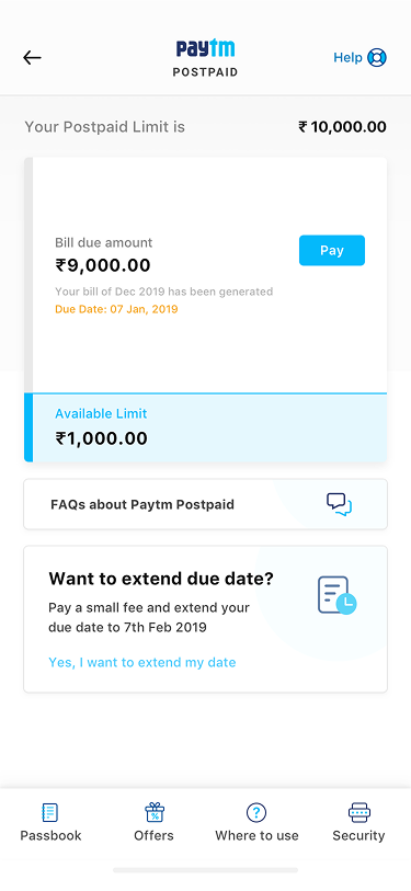 Home screen with BNPL feature